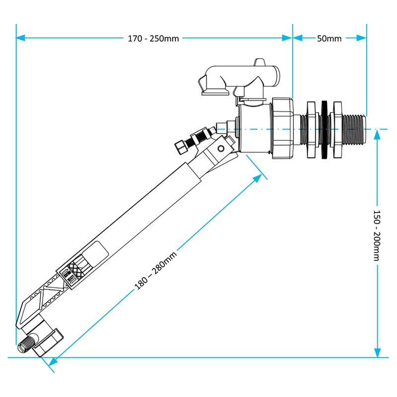 SPARES2GO Side Entry Ball Valve Toilet Cistern Filling Adjustable Float
