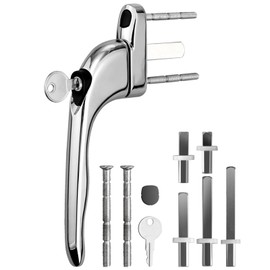 Neoteck Inline Window Handle Universal Espag Key Locking Lockable Double Glazing Suitable for All Common Windows and Balcony Doors, Spindle Length: 10mm, 15mm, 30mm, 43mm, 55mm