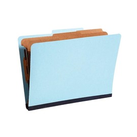Staples Colored Pressboard Classification Folders, Letter, 3 Partitions, Light Blue, 20/Pack