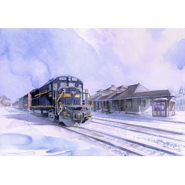 Bella Terra East Penn Railroad GE Locomotive Quakertown Station Pennsylvania Art Notecard - Set of 6