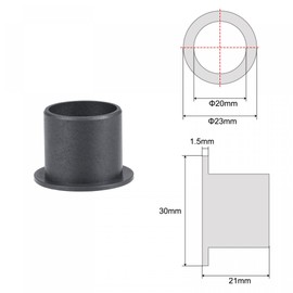 sourcing map Flanged Sleeve Plain Bearings 20 mm Bore 23 mm Outer Diameter 21 mm Length POM Coated Oil-Free Bushings Black Pack of 2