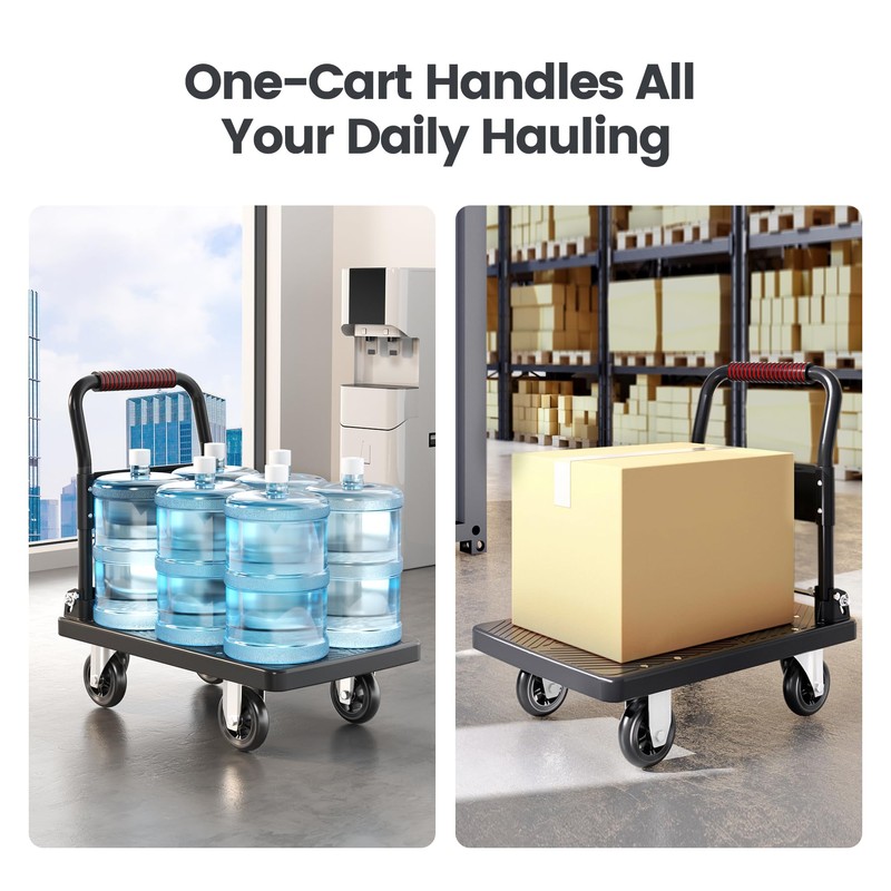 TIDY PALM Upgraded Foldable Push Cart Dolly | 660 lbs.Capacity