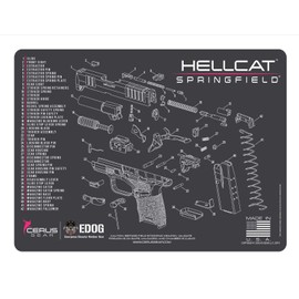 RangeMaster Elite EDC Bag Gun Cleaning Kit- Compatible for Springfield Armory Hellcat - Ladies Pink Trim Schematic Mat with Hoppes Gun Oil No.9 Solvent & Patches Clenzoil CLP & 10PC Accessories Set