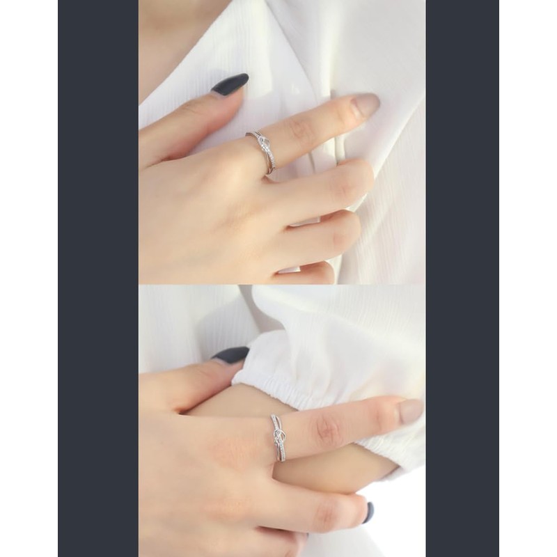 GEJ-Tech Women's Knot Ring, Silver Ring, One Size Fits Most