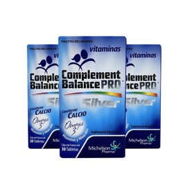 CBP SILVER 30 TABLETAS PACK 3 PZ - Tabletas Recubiertas, contiene Calcio, Omega 3, Vitaminas y Minerales - Diseñado para Adultos Mayores de 50 Años - Paquete con 3 cajas de 30 tabletas c/u