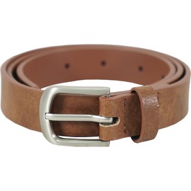 VANGELO Kid Classic Dress Belts with Silver Buckle Brown Soft 20 Inch Fit for Waist from 18 to 23 Inch