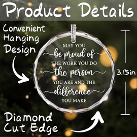 Employee Appreciation Gifts for Women Men, Thank You Gift for Women Coworkers Teacher Mentor Friends Leaders Employees Teachers Nurse Secretary - Boss Day Thanksgiving Day Christmas Glass Ornament-48