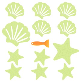 TPTGIAR 12 PCS Non Slip Bath Stickers, Cartoon Non Slip Shower Stickers, Luminous Anti Slip Bath Stickers, Anti Slip Shower Stickers with Scraper for Bathroom Bath Tub Pool Ladders