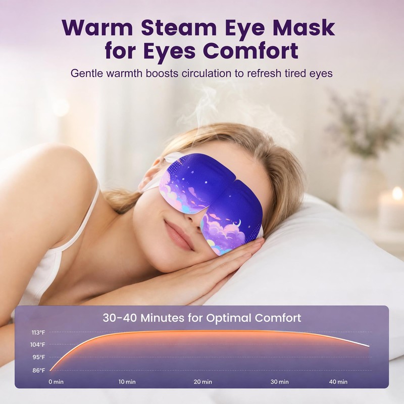 Warm Lavender Steam Eye Masks for Dry Eyes, Disposable Mask