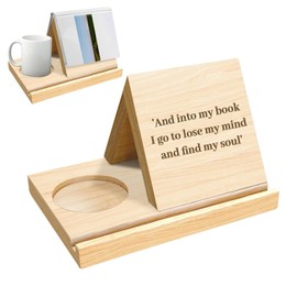 Book Stand with Cup Holder, Multifunctional Triangle Book Holder, Eye Protection Wooden Book Rest for Reading and Studying (A Type)