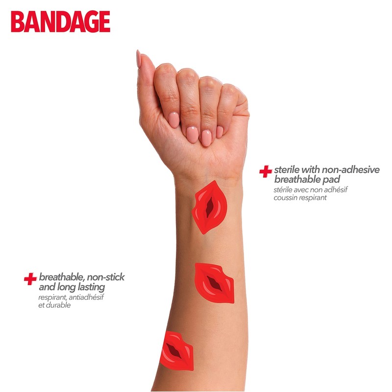 BioSwiss Bandages, Lips Shaped Self Adhesive Bandage, Latex Free Sterile