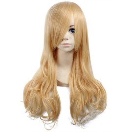 コスプレ用 ウィッグ ミディアム ロング ウェーブ ライト ゴールド 金髪 【こすねこ】 ヘタリア ベルギー風