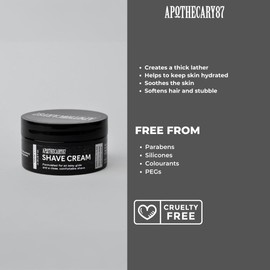 Apothecary 87 Shave Cream | Premium Formulation | Thick Shaving Cream for Men, Protects and Hydrates Skin, Reduces Irritation | 100ml