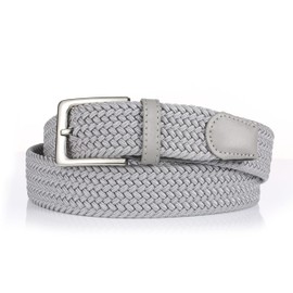 Gunsound Elastic Fabric Belt Unisex Braided Stretch Belt Braided Belt Stretchy Belt for Men and Women, lightgrey
