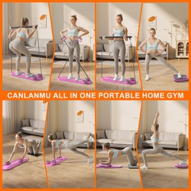 Canlanmu Pilates Board,Multifunctional Rebound Abdominal Board,Foldable Pilates Reformer Set, Ab Core Trainer Machine,Ab Exercise Board,Abs Workout Equipment for Women Home Gym Equipment,Rose Red