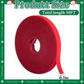 RunNico 50ft Longer Christmas Garland Ties - Red Holiday Garland Ties - Cuttable Nylon Cable Straps for Christmas Craft Tree Wreath Party Yard Doorway Stairways Decoration