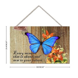 MISSUYSA Farmhouse Retro Wood Door Sign，Floral Butterfly Garden Shabby Chic Front Door Decor Flowers Decor Art Wall Plaque Hanging Art for Porch Garden Yarn Outdoor Farmhouse Decor 16x10 Inch