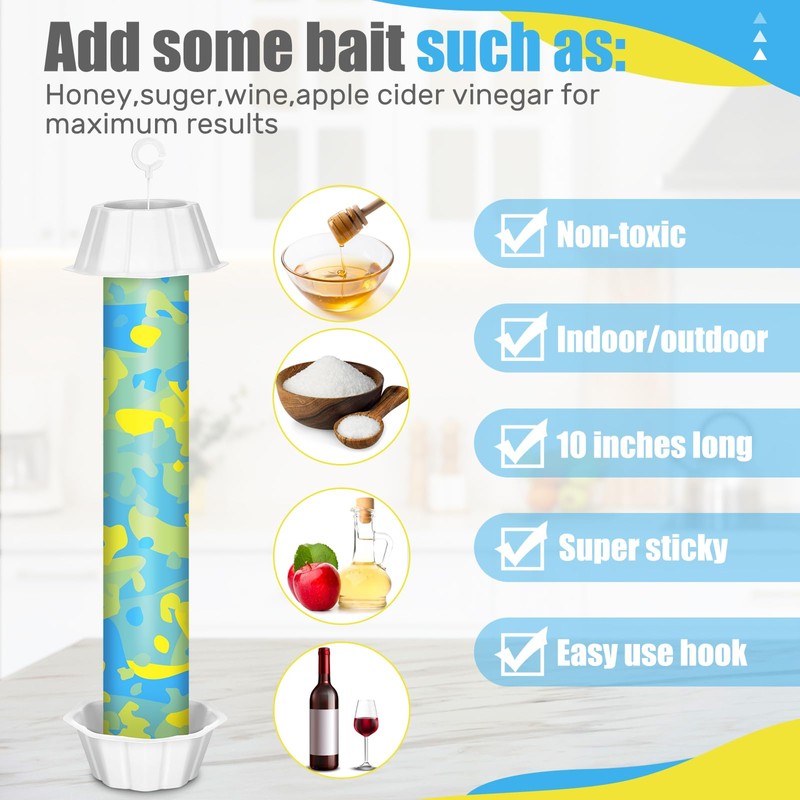 Qualirey 4 Pcs Sticky Fly Trap Fly Stick with Hanging
