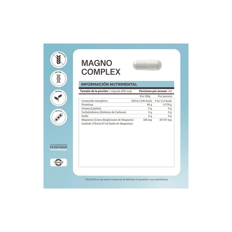 Magnesio Quelado, 100 Cápsulas, Magno Complex, Matter