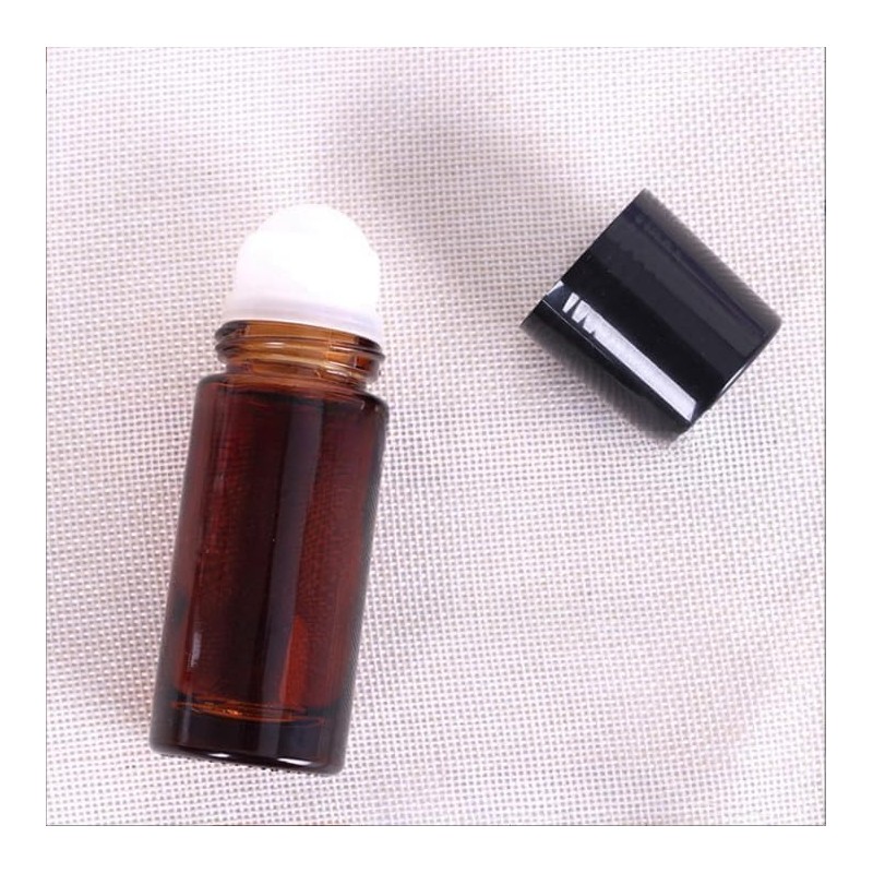 YuanHolumid 2Pcs Brown 50ml Glass Essential Oil Roller Bottles Refillable