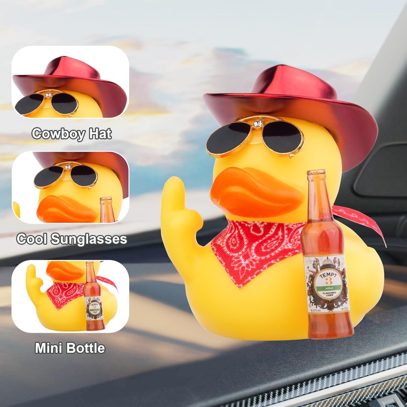 CoFuBcad Finger Rubber Duck Car Dashboard Decorations Duck Car Ornaments