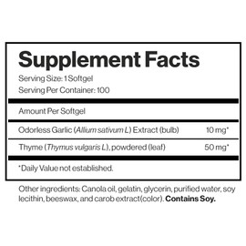Forever Living - Forever Garlic-Thyme - Cardiovascular & Immune Support with 10mg Garlic Extract & 50mg Thyme Leaf Powder - Odorless Softgel, Gluten-Free - 100 Softgels