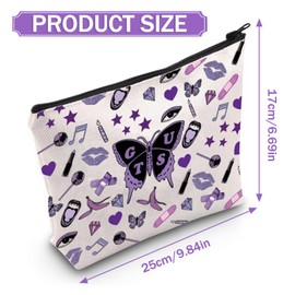 BDSHUNBF 2PCS Makeup Bag, Cosmetic Bags, Music Lover Gift, Zipper Pouch, Musical Cosmetic Bag for Women Girls Singer Fans