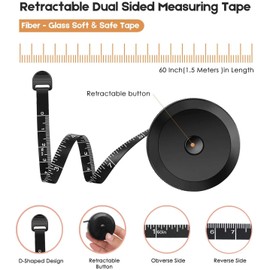 A1SONIC® Tape Measure The Measuring Tape for Body Size Measurement and Small Sewing Tape Measure for Tailors 60 Inch 150 cm Black