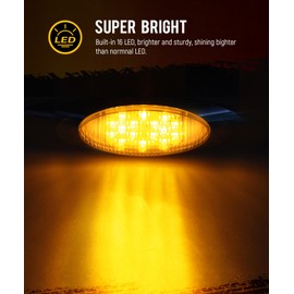 Partsam 10pcs 6.5" LED Marker Lights, Oval Amber 16LED Side Marker Clearance Lights [DOT Approved] with Chrome Bezel Replacement for Truck Peterbilt Kenworth Freightliner