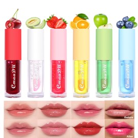 Lip Oil Tinted, Joyeee 6pcs Moisturizing Lip Glow Oil Lip Gloss Non-sticky Lip Plumper Tinted Lip Balm Lip Care Make Up Gifts for Women Girls Daily Lip Care Repairing & Lip Makeup