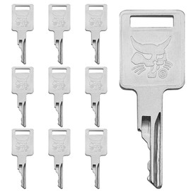 10 Pack D250 Ignition Keys, 6693245 or 6693241 Ignition Key, Heavy Equipment Key Replacement of 307852A1 Compatible with Bobcat Skid Ingersoll-Rand JLG Pollock Tenant Timberjack Steer Loader