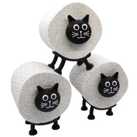 Lotti the Toilet Cat - Toilet Roll Holder for 38 and 42 mm Rolls - Cat - Toilet Roll Holder (Set of 3)