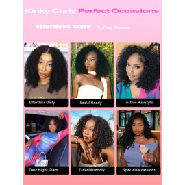 Curlyme Glueless Wigs Human Hair Pre Plucked Pre Cut 7x5 Kinky Curly Glueless Wigs Human Hair Beginner Friendly Natural Hairline 180% Lace Front Wigs Human Hair 18 Inch