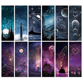 Cool Space Starry Night Bookmark, Bookmarks for Book Lovers, Bulk Bookmarks for Men, Unique Book Mark for Boys, Girls, Students, Classroom Gifts, School Prize, Reading Present