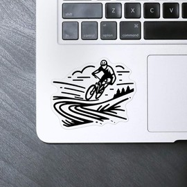 Medium 100mm 'Dynamic Mountain Biker' Transparent/Clear Sticker Decal for Windows/Cars/Walls (DC00130345)
