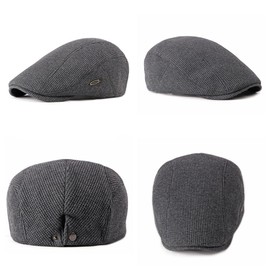 HIQIU Men's Beret Cap Autumn Winter Peaked Cap Flat Cap Men's Driving Cabbie Hunter Hat Gatsby Newsboy Cap, A1# Khaki
