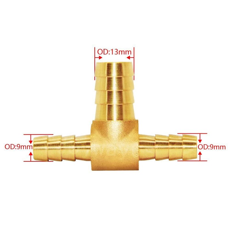 Joywayus Hose Reduce Barb Tee 5/16"x1/2"x5/16" 3 Way Union Fitting