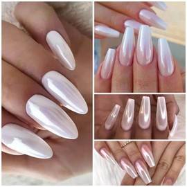 Giovanna Beauty WHITE CHROME POWDER Pigment Pearl Nails Nail Art Crystal Shiny Dust Glazed Donut