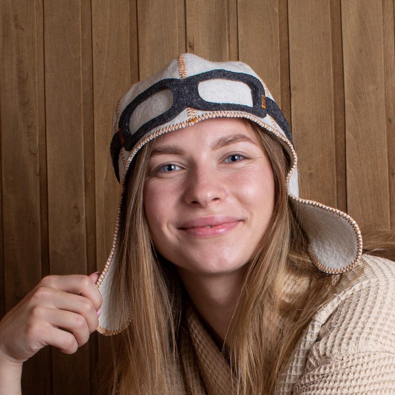 Pilot Sauna Hat Wool Mens Sauna Hat for Men Aviator