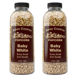 Amish Country Popcorn | 2-14 oz Bottles | Baby White Popcorn Kernels | Old Fashioned, Non-GMO and Gluten Free (2-14 oz Bottles)