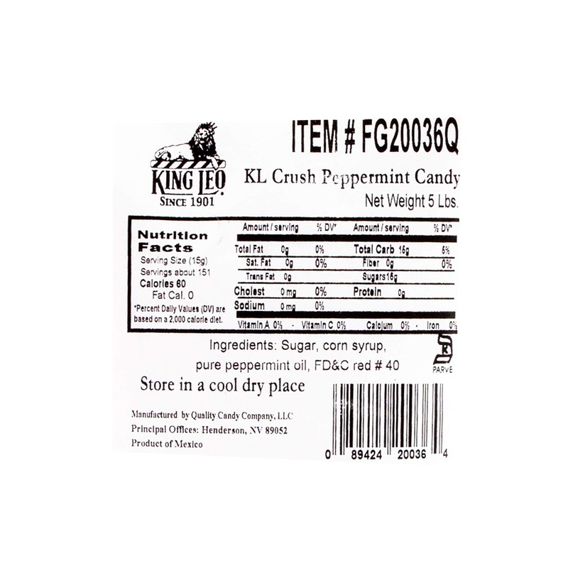 King Leo Medium Crushed Candy, Peppermint, 5 Pounds