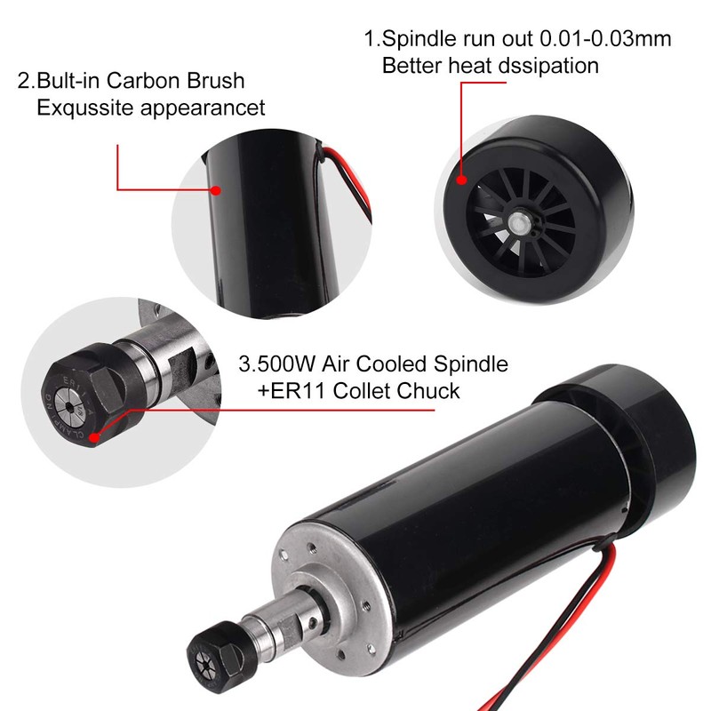 CNC Spindle, MYSWEETY 500W Air Cooled 0.5kw Milling Motor and