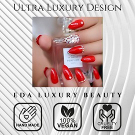 EDA LUXURY BEAUTY WHITE BLACK LUXE DESIGN Full Cover Press On Nail Professional Acrylic Nail Kit Artificial Nail Tip Long False Nail Oval Round Pointed Almond Stiletto Nail Art Super Fashion Fake Nail (E37)