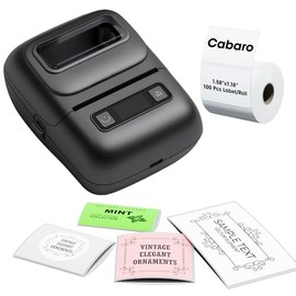 cabaro Máquina etiquetadora con cinta, impresora térmica Bluetooth de etiquetas de 2 pulgadas, impresora portátil sin tinta para pequeñas empresas, of
