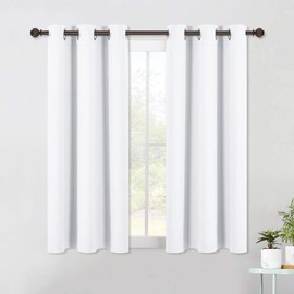 NICETOWN Draperies Curtains Panels, Blocking Out 50% Sunlight Window Treatment Curtains, Grommet Top Small Window Drapes for Bedroom (2 Panels, 42 by 45, White)