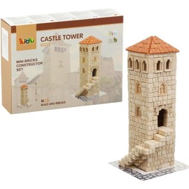 Buroku - Medieval Building Kit 400 Pieces | Realistic Castle Tower | Stone Brick | Promotes STEM Learning and Motor Skills | For Children and Adults | Includes Glue