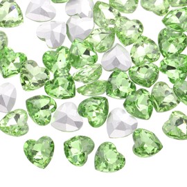 sourcing map 30Pcs Heart Rhinestones, 10mm Pointed Back Heart Glass Rhinestone Gems Crystal for Jewelry Making Costume DIY Crafts, Apple Green