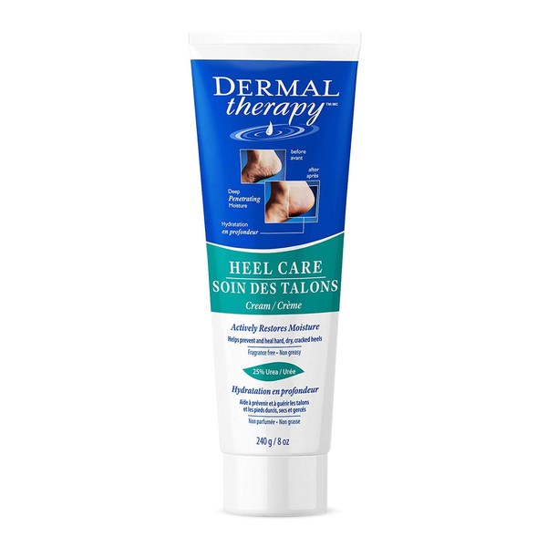Dermal Therapy Heel Care Cream - For Dry, Rough, Cracked Heels and Feet | 25% Urea and 6% Alpha Hydroxy Acids (8 Ounce) | Packaging May Vary