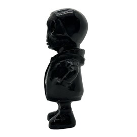JRVIPSJ Black Skeleton Decoration Ghost Figurine Crystal Ghost Carving Human Hand Carved Obsidian Skeleton Statue (Obsidian)