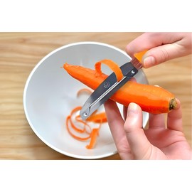 WitnyStore Kitchen Tool 8½" Long Orange Plastic Handle Stainless Steel Peeler - Thai Cooking Utensils Multipurpose Portable Hand-Held Cookery Equipments for Preparing Food Fruit Vegetable